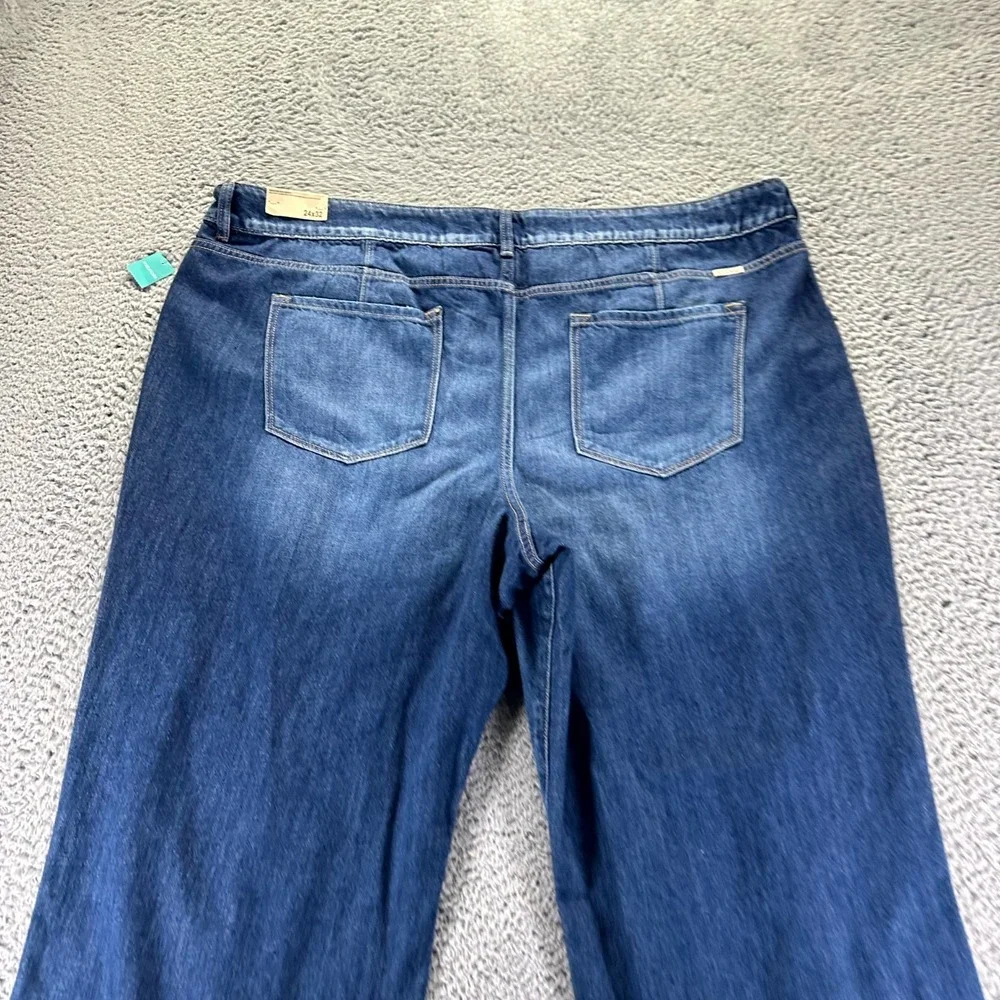 Kancan Jeans Women 24x32 Blue Denim Wide Leg Hi-Rise Distressed Raw Hem NWT - Picture 9 of 13